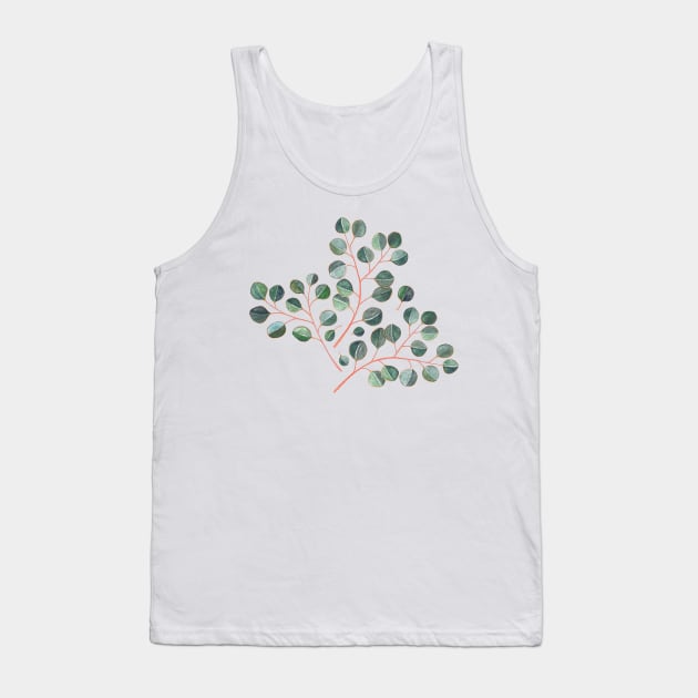 Simple Silver Dollar Eucalyptus Leaves Tank Top by micklyn